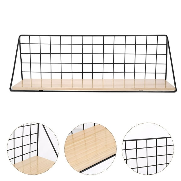 Worgeous Black Metal Wall Storage Shelf for Kitchen with Strong Iron Material and Two Mounting Hooks Large Size