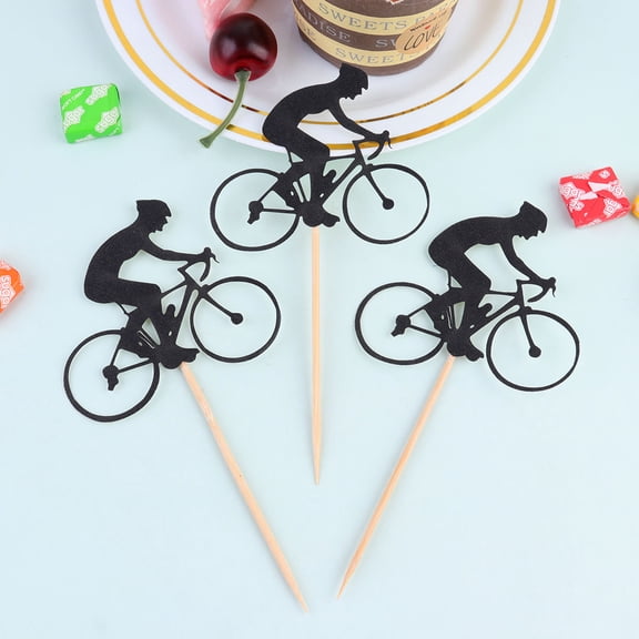 COSMOBETTY Cake Toppers Black Bamboo 40Pcs 6.3x3.1x0.1In