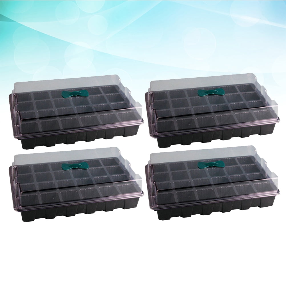 Worgeous Black Plant Germination Tray with Transparent Lid for Seedling Cells Easy Stackable Storage Plastic