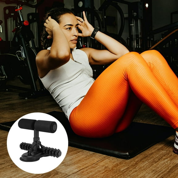 Worgeous Black Situp Assist Device for Fitness Use Durable Metal with Strong Suction Cup Design 1pc