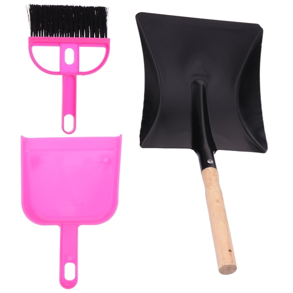 Worgeous Black Synthetic Coal Shovel Tool Set for Gardening and Fireplace Use with Comfortable Wooden Handle 3pcs