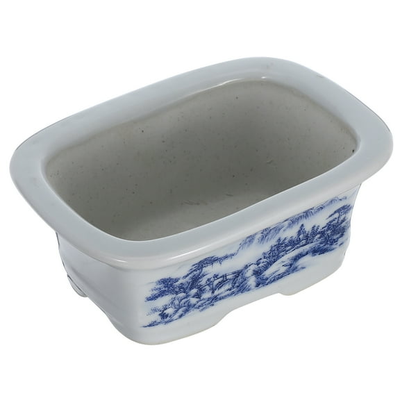 Worgeous Blue And White Porcelain Ceramic Planter Hand Painted Small Flower Pot For Desktop Balcony Bonsai Bowl Decorative Indoor Plant Container