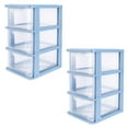 thumbnail image 1 of RENACLIPY 2Pcs Clear Blue Desktop Storage Box with Drawer for Household Organizer, 1 of 7