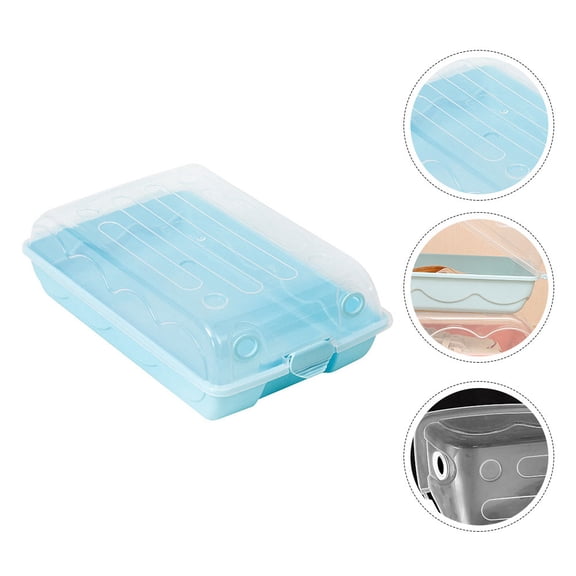 Blue Plastic Shoe Storage Container with Transparent Window for Easy Viewing and Access Thickened