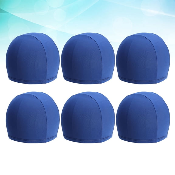 Worgeous Blue Polyester Swimming Caps with UV Protection and Quick Dry for Adults Unisex 6 Pieces Shower Hat