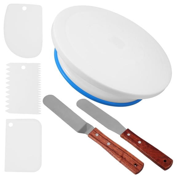 Worgeous Blue Rotating Cake Stand for Baking Made of PP 360 Degree Revolving Design for Easy Decorating