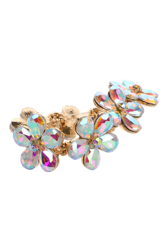 Bracelet with Flowers Colorful Crystal Iridescent Bracelets for Women Gemstone Bridesmaid