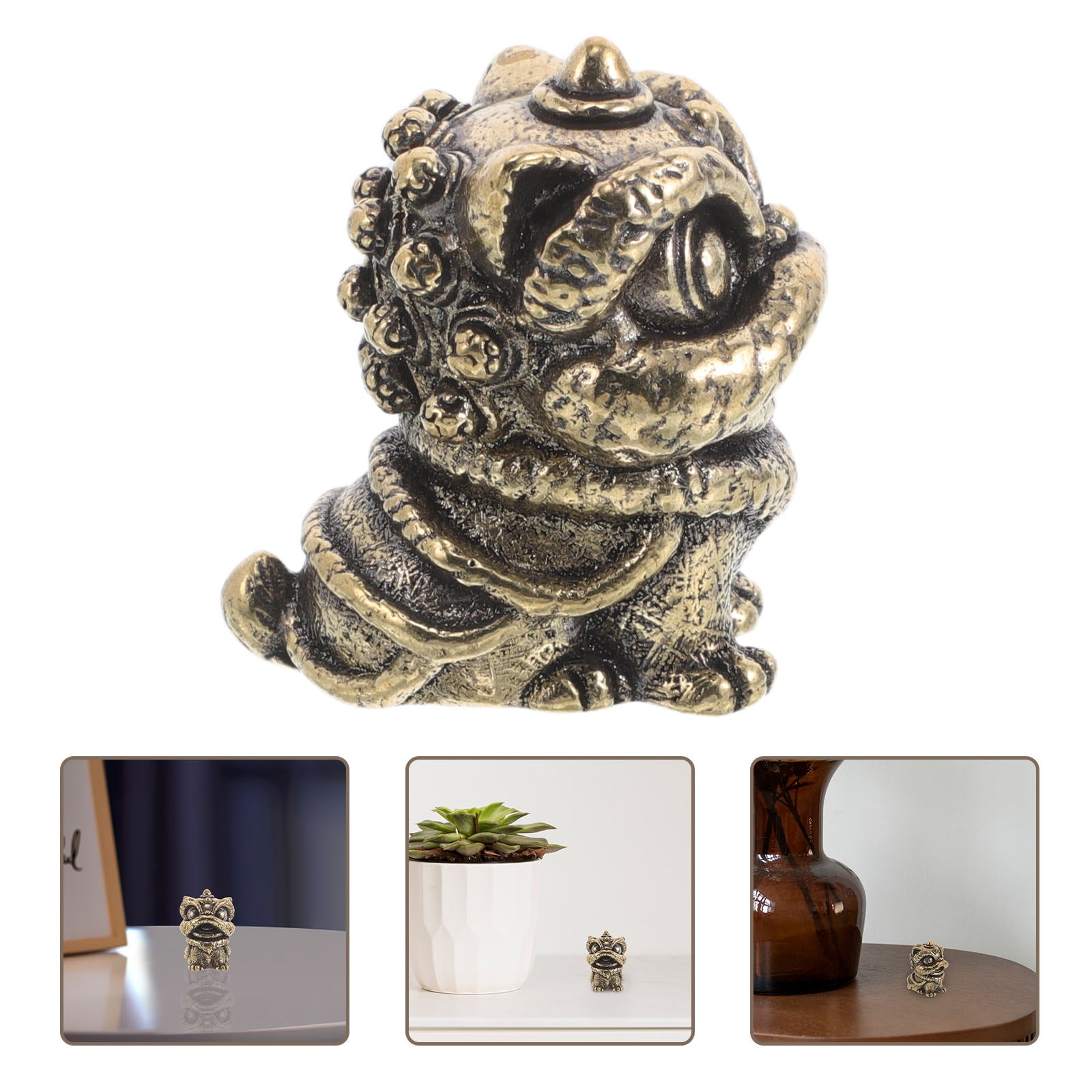 Worgeous Brass Lion Figurine Vintage Chinese Lion Statue Retro Animal ...