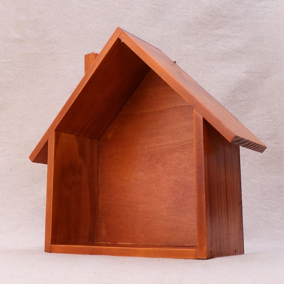 Worgeous Brown Small House Shaped Wall Shelf for Bedroom Living Room Made of Timber Sturdy and Storage Solution