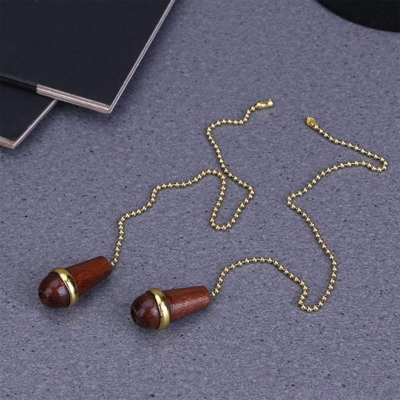 Raindrops Dark Brown Wooden Chandelier Chain Pendant for Ceiling Fan Pull Chains 2Pcs 12X0.8X0.8in