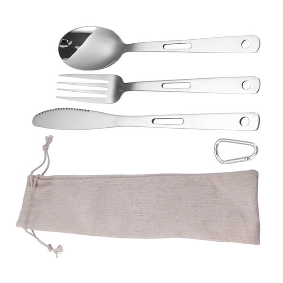 SWETRACE Portable Cutlery Set Serving Utensils Silver Titanium 1 Set 6.5x1.5in