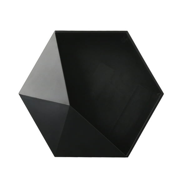 WHAMVOX Floating Shelves For Office Plastic Black Hexagon 1Pcs 10 x 8.7 x 3.3in