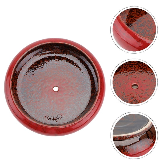 Worgeous Self Watering Plant Pot Hydroponic Ceramic Flower Pot Red 1Pc 7.3*7.3*2.3in