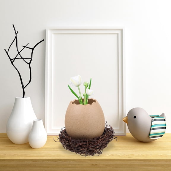 RENACLIPY Ceramic Bird Nest Vase with Creative Hydroponic Design for Stylish Home Decor, 1 Set