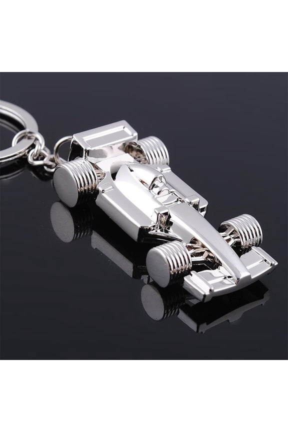 Chic Racing Car Keychains Made of Durable Zinc Alloy Perfect for Decoration 3pcs Silver