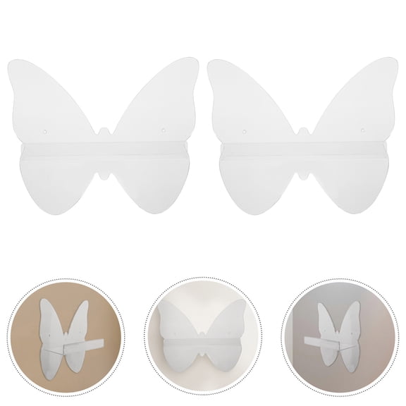 Worgeous Clear Acrylic Wall Mount Vinyl Record Storage Rack Transparent Butterfly Holder 2 Pcs