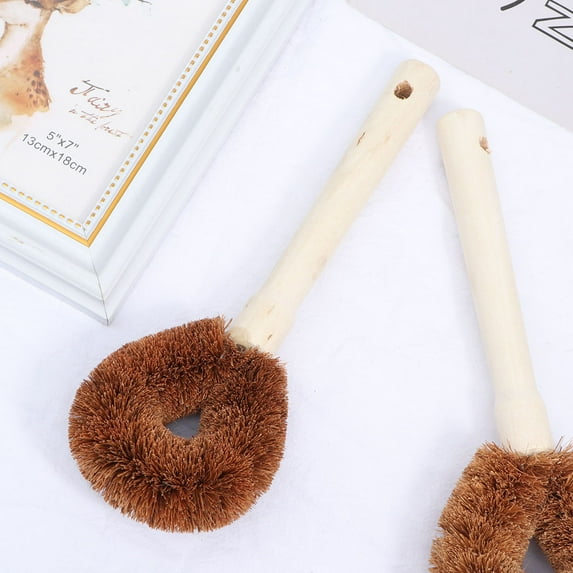 Worgeous Coconut Coir Kitchen Cleaning Brush with Plastic Handle for Thorough Cleaning without Hurting Hands 2 Pieces