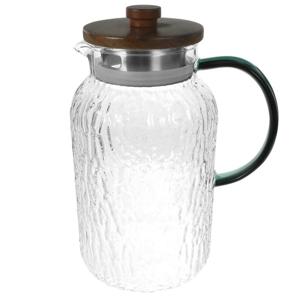 HOOWIFFY Classic Glass Pitcher with Wood Lid - Simple Design, Easy to Clean and Store