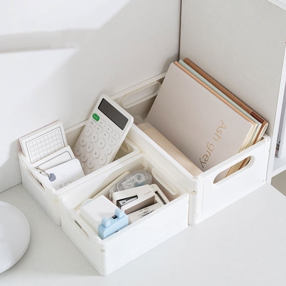 RENACLIPY White Rectangular Plastic Storage Bins Organizer for Home, Office, Dorm, Closet, and Kitchen Storage Solutions