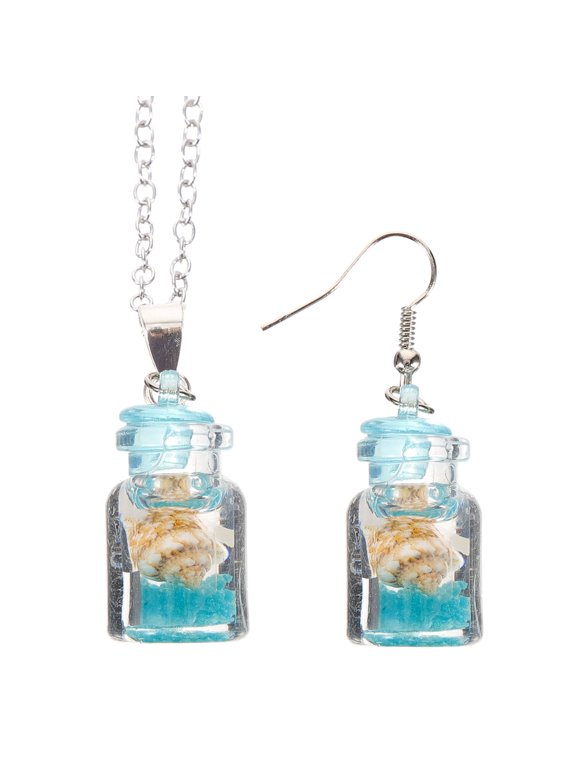 Wishing Bottle Necklace and Earring Set for Women Resin Jewelry Perfect for Crafts Assorted Color