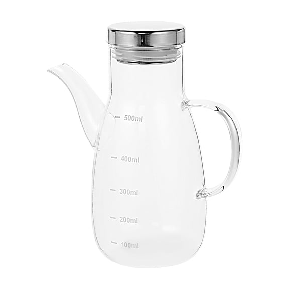 FONDOTIN Creative Silver Oil Kettle, Anti-Leak Glass Bottle for Condiment Storage