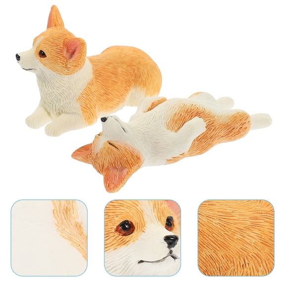 Worgeous Orange Corgi Mini Figure 2Pcs 1.2X1.0X0.8In