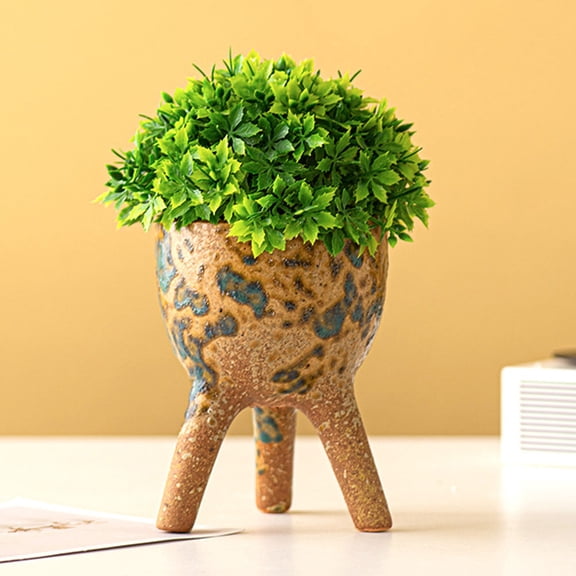 Worgeous Creative Ceramic Flower Pot for Indoor Use with Beautiful Tripod Design and Light Brown Color Small