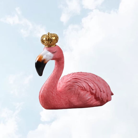 Worgeous Creative Crown Couple Flamingo Crafts Resin Animal Layout Simulation Birds Ornament Flamingo Sculpture (N17-01B )