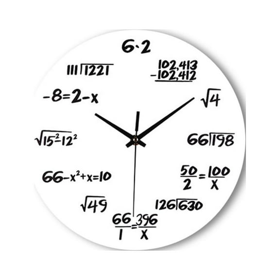 Worgeous Creative Mathematical Formula Wall Clock Quartz Clock Home Decor Teacher Gift for Classroom Home Office (White)