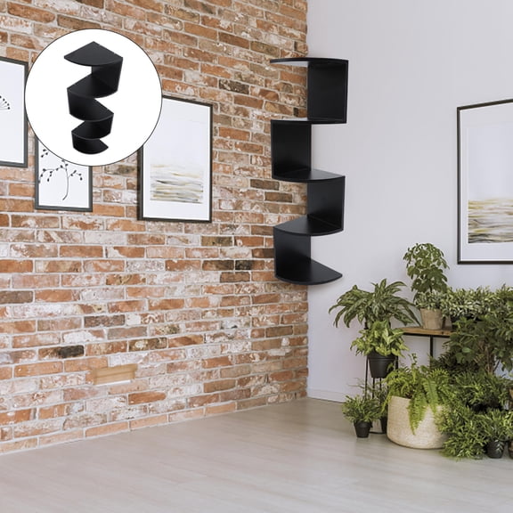 Worgeous Creative Wall Mounted Storage Rack for Books and Plants Black Synthetic Material 70 Characters