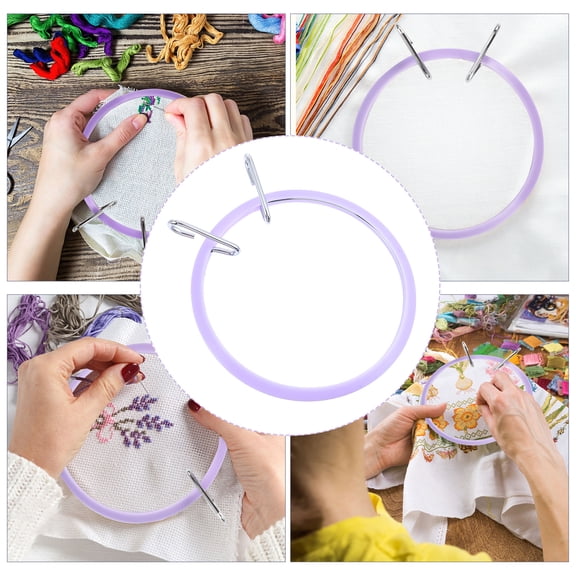 FONDOTIN Violet Embroidery Hoop with Plastic Frame and Stainless Steel Clamp, Easy to Use for Craft Projects