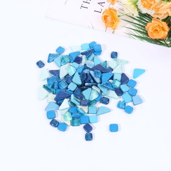 KALLORY Blue Crystal Glass Irregular Mosaic Stones Durable Smooth Surface for DIY Decor