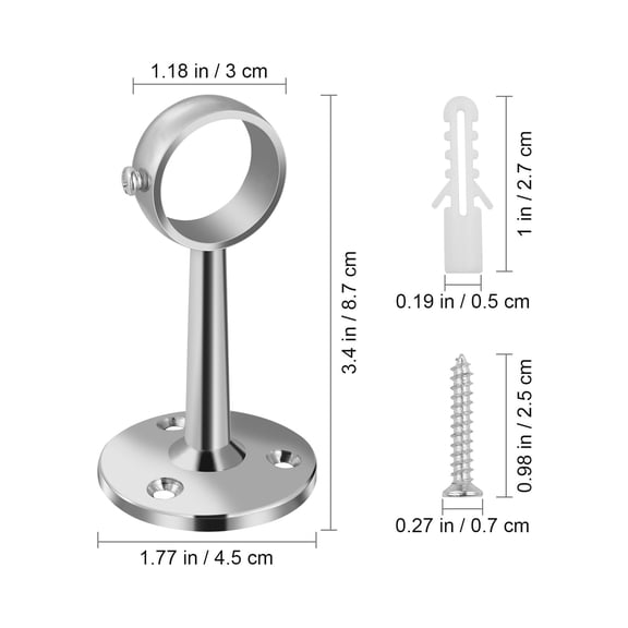 RENACLIPY 2PCS Round Closet Rod Brackets Heavy Duty Wardrobe Pole Holders for Home Storage Organization