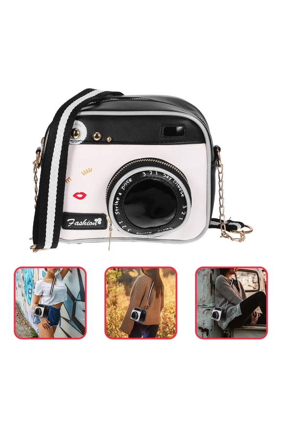 Cute Camera Handbag Purse Shoulder Retro Shape 's Black
