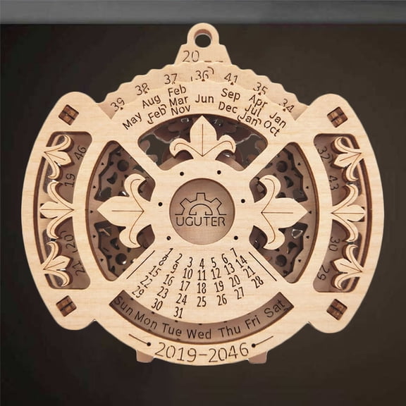 Worgeous DIY 3D Perpetual Calendar Wooden Mechanical Model Puzzle Game Kit Gift English Version