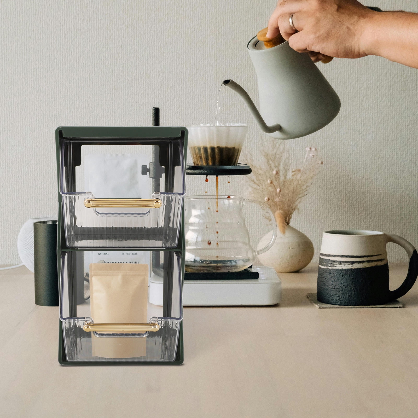 Dstuff Acacia Wood Coffee Station Organizer For Seychelles
