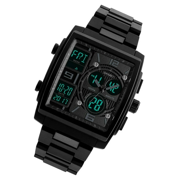 Worgeous Digital Watch for Timekeeping with Stylish PU Band and 50M Waterproof Black Large Square Dial