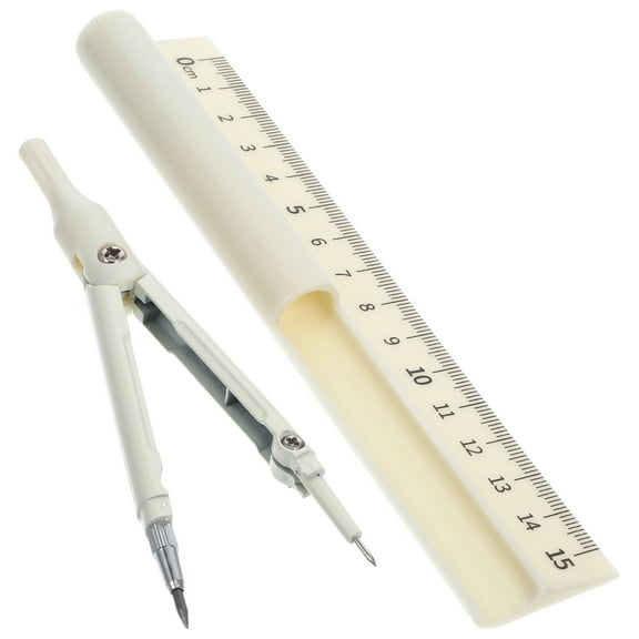 Worgeous Multi Function Compass Pen Ruler Set for Geometry Drawing and School Supplies Yellow Plastic Metal