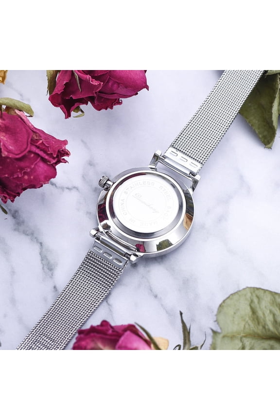 Dress Wrist Watches Women for Silver Dainty Bracelet Women's Miss White