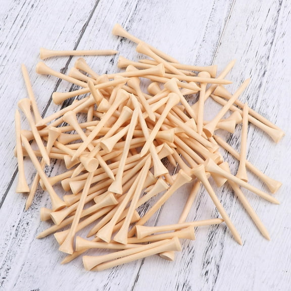 Raindrops Golf Tees for Mats Beige Wood 100Pcs Set for Lovers 3.3x0.4x0.4in