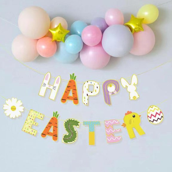 Worgeous  Easter Party Supplies Bunting Egg Decorations Fabric Colorful