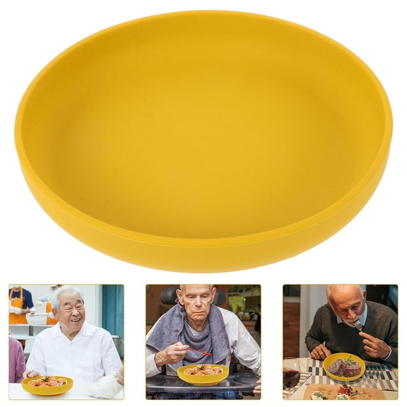Worgeous Elderly Suction Spill-proof Dinner Plates Child Elder 19.50X19.50X4.00CM Yellow
