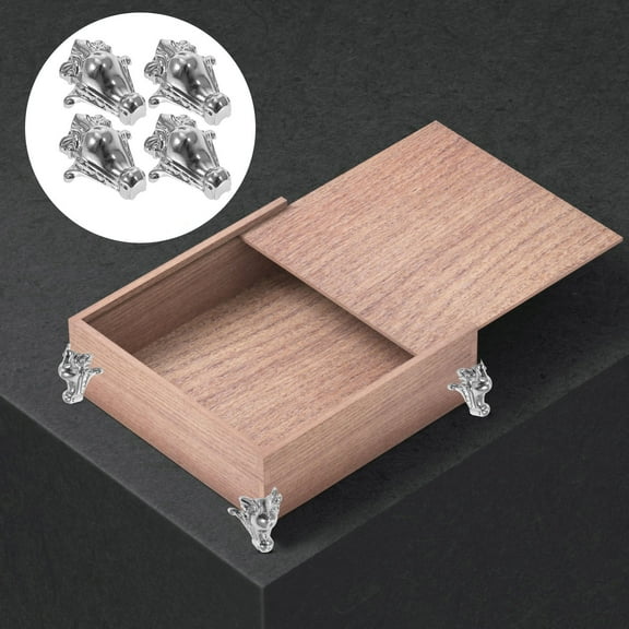 Worgeous Elegant Silver Box Legs for Furniture Made of Zinc Alloy with Strong Weight Bearing Capacity 4 Pieces