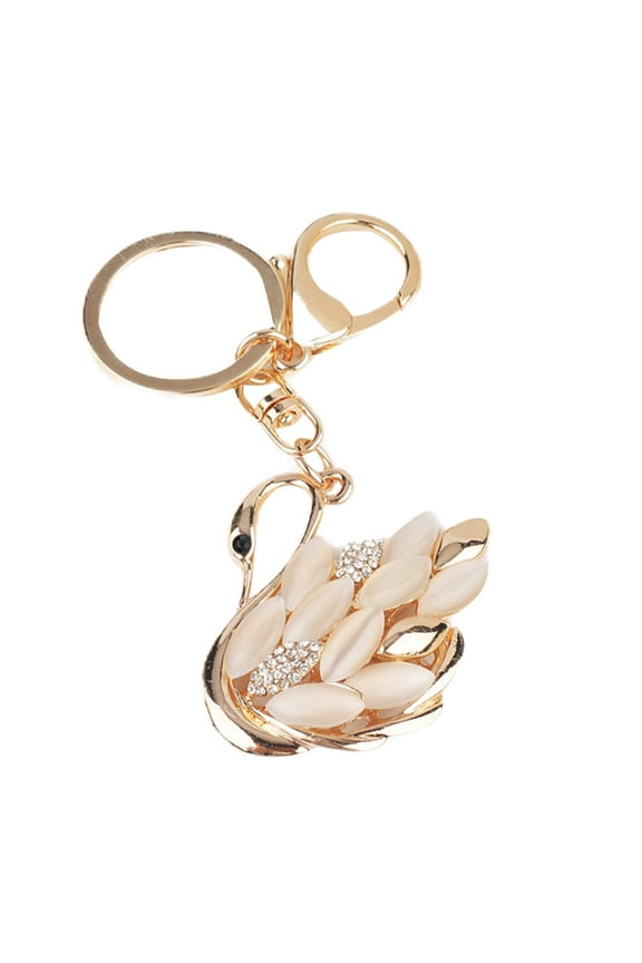 Worgeous Exquisite Swan Shaped Key Pendant Decorative Bag Pendant Rhinestone Key Ring