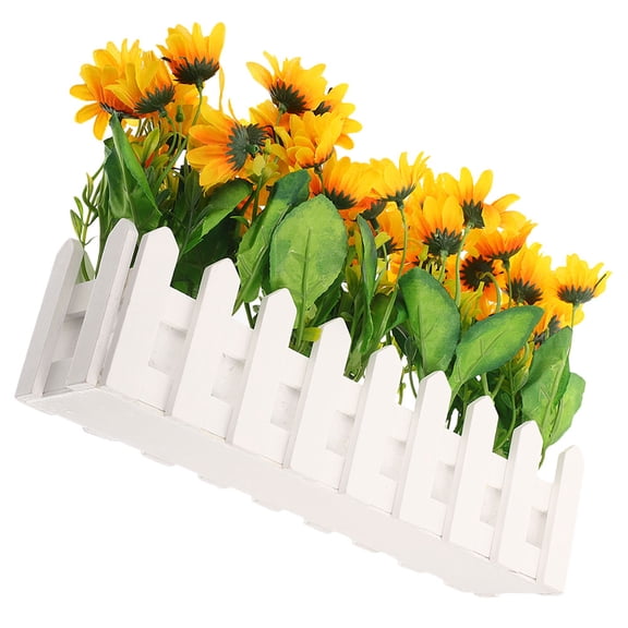 Worgeous Fake Sunflower Corner Decoration Decorative Potted Sunflower Decor Wooden Fence Sunflower Decor