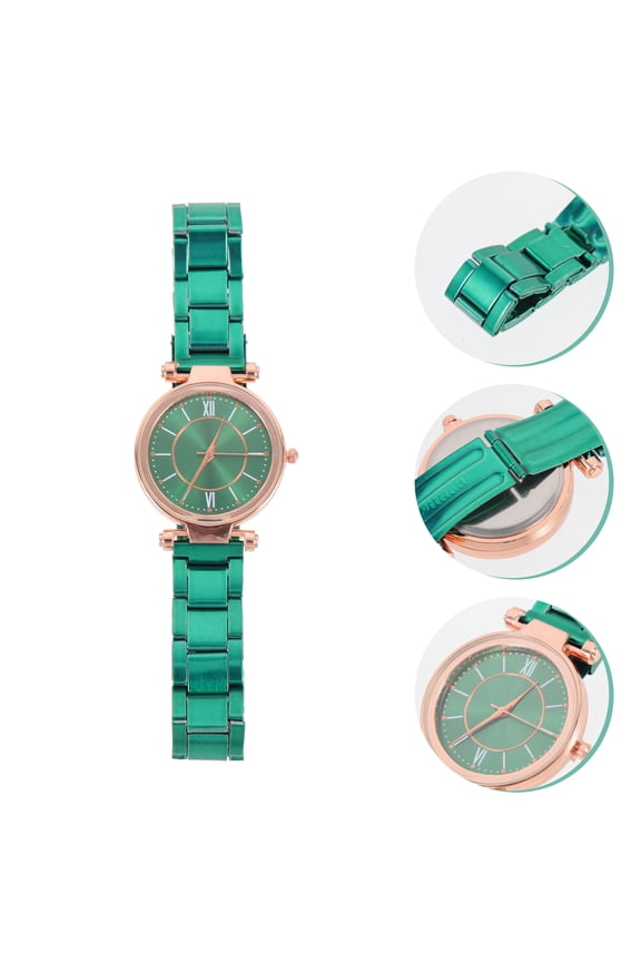 Worgeous Fashion Wrist Watch for Women Lightweight Synthetic Green Steel Strap Durable and ScratchResistant 1PC