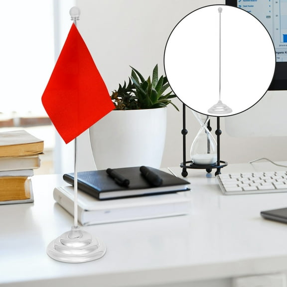 Worgeous Flag Pole Desk Stand Table Flagpole Office Decor Poles Silver