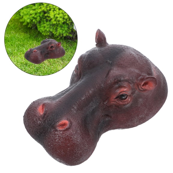 COSMOBETTY Waterproof Brown Resin Hippo Statue Floating Ornament for Garden and Pond