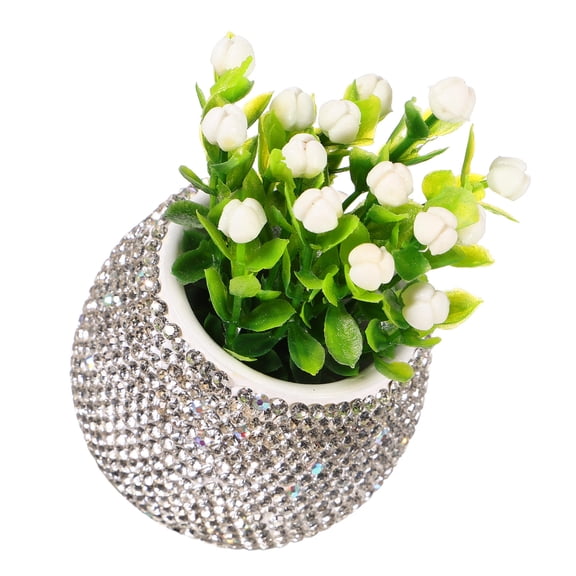 Worgeous Flowers Car Dashboard Decor Artificial Plant Lover Car Decor Rhinestones Auto Dashboard Decoration For Office Desk