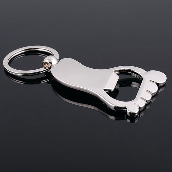 Worgeous Foot-shaped Keychain Metal Wine Bottle Opener Beverage Can Opener Creative Keyring Gift (Silver)